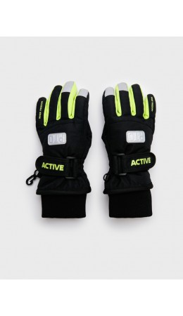 Перчатки текстильные для мальчиков черный,светло-зеленый