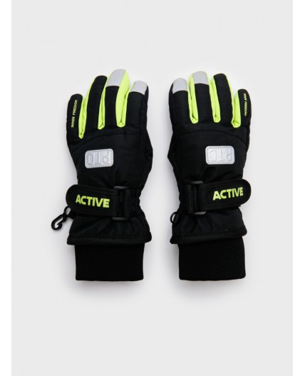 Перчатки текстильные для мальчиков черный,светло-зеленый