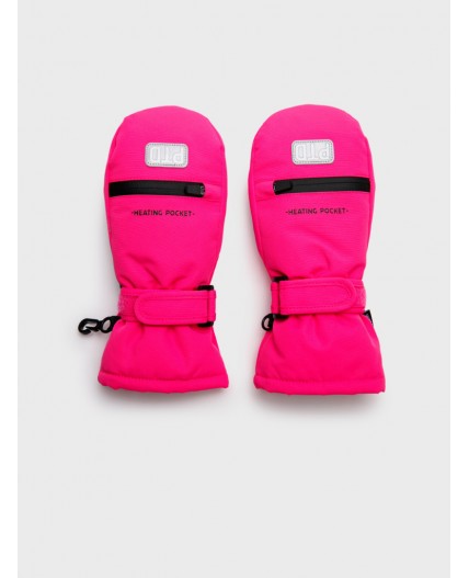 Варежки текстильные для девочек фуксия,черный