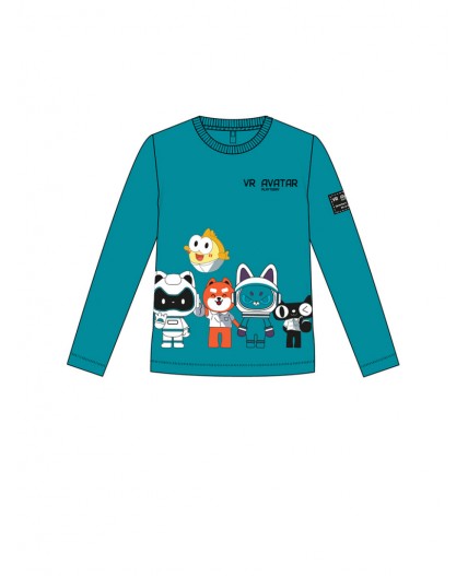 Фуфайка трикотажная для мальчиков (футболка с длинными рукавами) голубой