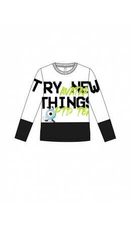 Фуфайка трикотажная для мальчиков (футболка с длинными рукавами) белый,черный