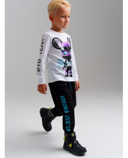 Фуфайка трикотажная для мальчиков (футболка с длинными рукавами) белый