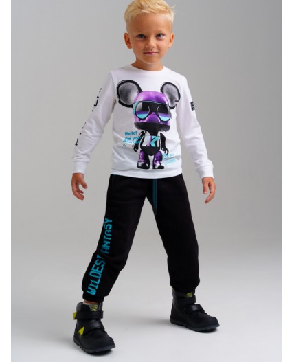 Фуфайка трикотажная для мальчиков (футболка с длинными рукавами) белый