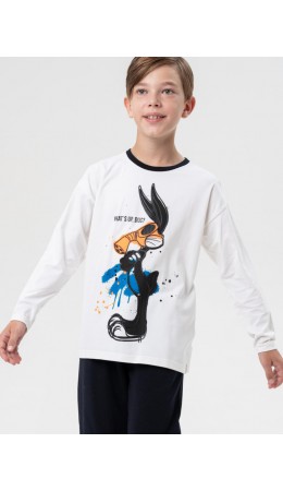 Фуфайка трикотажная для мальчиков (футболка с длинными рукавами) белый