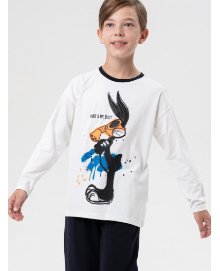 Фуфайка трикотажная для мальчиков (футболка с длинными рукавами) белый