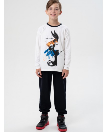 Фуфайка трикотажная для мальчиков (футболка с длинными рукавами) белый