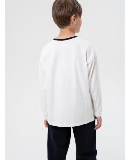 Фуфайка трикотажная для мальчиков (футболка с длинными рукавами) белый
