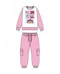 Комплект детский трикотажный для девочек: толстовка, брюки светло-розовый,белый
