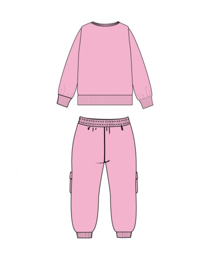 Комплект детский трикотажный для девочек: толстовка, брюки светло-розовый,белый