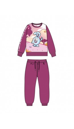 Комплект детский трикотажный для девочек: толстовка, брюки бордовый