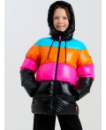 Куртка текстильная с полиуретановым покрытием для девочек разноцветный