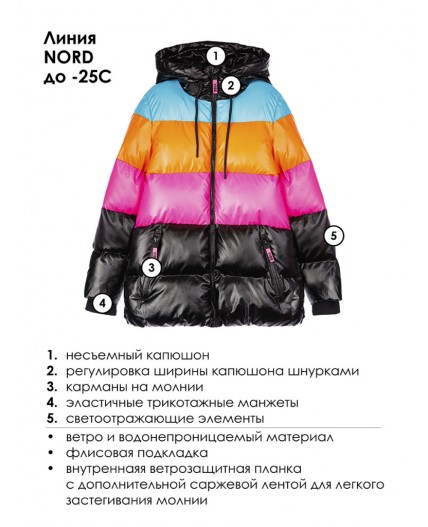 Куртка текстильная с полиуретановым покрытием для девочек разноцветный