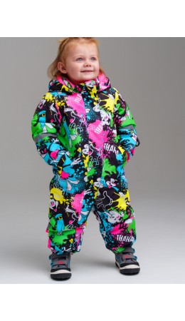 Комбинезон детский текстильный с полиуретановым покрытием для девочек разноцветный