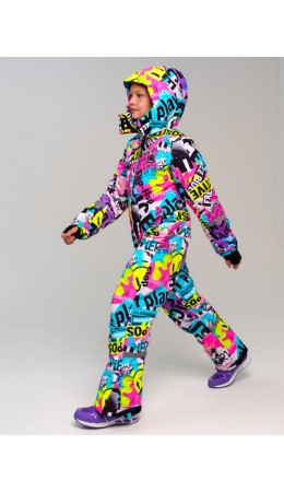 Комбинезон текстильный с полиуретановым покрытием для девочек разноцветный