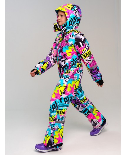 Комбинезон текстильный с полиуретановым покрытием для девочек разноцветный