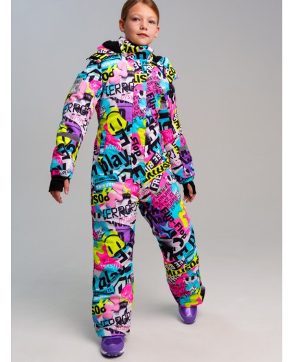 Комбинезон текстильный с полиуретановым покрытием для девочек разноцветный