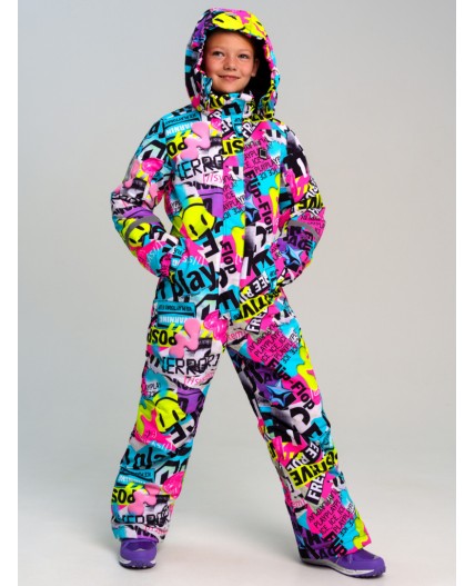 Комбинезон текстильный с полиуретановым покрытием для девочек разноцветный