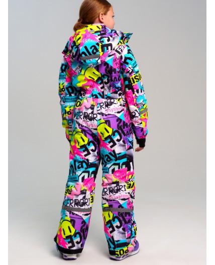 Комбинезон текстильный с полиуретановым покрытием для девочек разноцветный