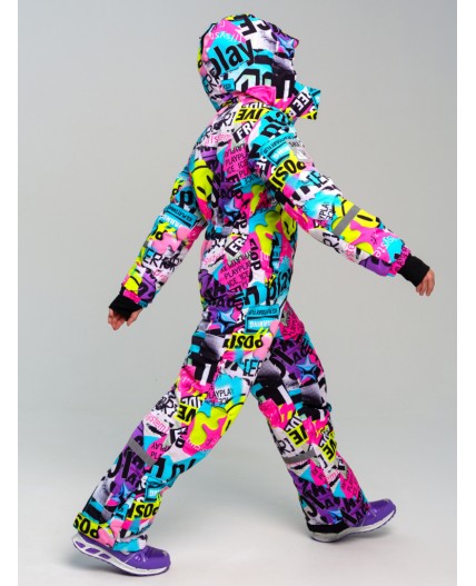 Комбинезон текстильный с полиуретановым покрытием для девочек разноцветный