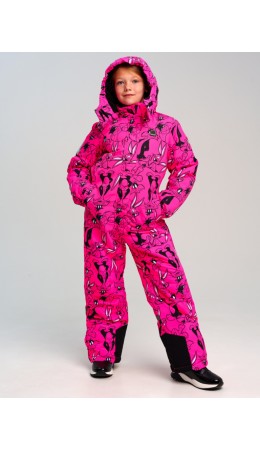 Комбинезон текстильный с полиуретановым покрытием для девочек фуксия,черный,белый