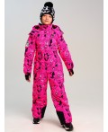 Комбинезон текстильный с полиуретановым покрытием для девочек фуксия,черный,белый