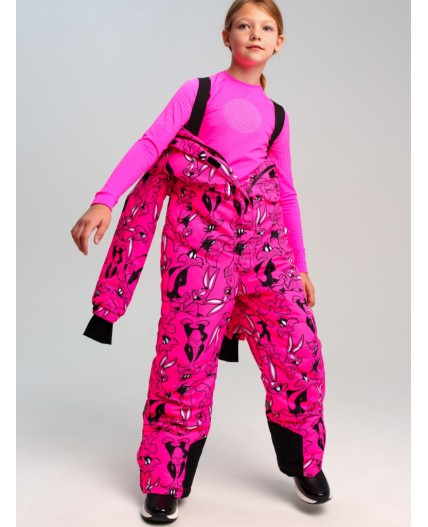 Комбинезон текстильный с полиуретановым покрытием для девочек фуксия,черный,белый