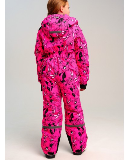 Комбинезон текстильный с полиуретановым покрытием для девочек фуксия,черный,белый