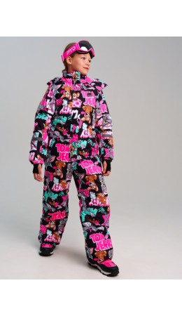 Комбинезон текстильный с полиуретановым покрытием для девочек разноцветный