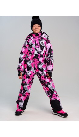 Комбинезон текстильный с полиуретановым покрытием для девочек разноцветный