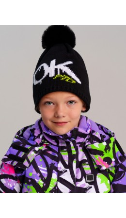 Шапка трикотажная для девочек черный