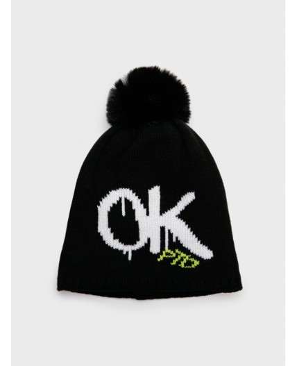 Шапка трикотажная для девочек черный