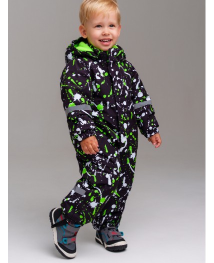 Комбинезон детский текстильный с полиуретановым покрытием для мальчиков черный,белый