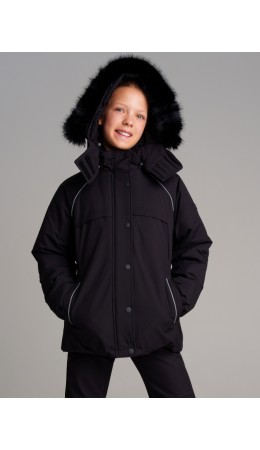 Куртка текстильная с полиуретановым покрытием для девочек черный