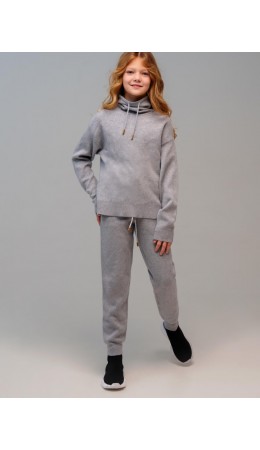 Комплект трикотажный для девочек: джемпер, брюки серый
