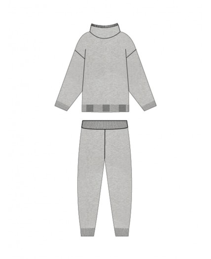 Комплект трикотажный для девочек: джемпер, брюки серый