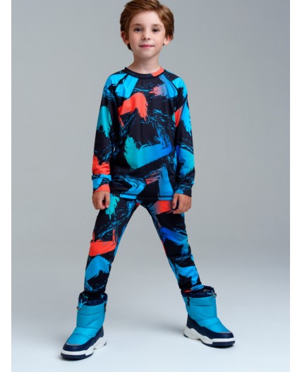 Термокомплект трикотажный для мальчиков: брюки, толстовка для эпизодического использования черный,синий,красный