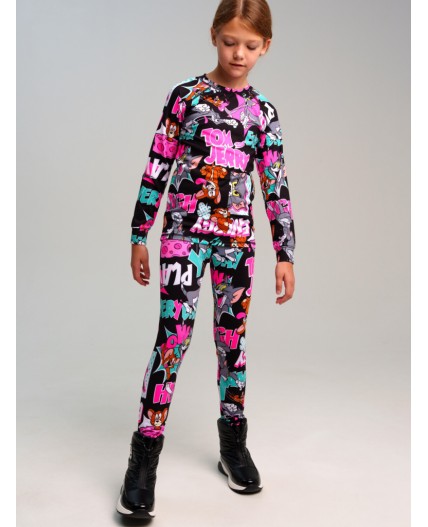 Термокомплект трикотажный для девочек: брюки, толстовка для эпизодического использования разноцветный