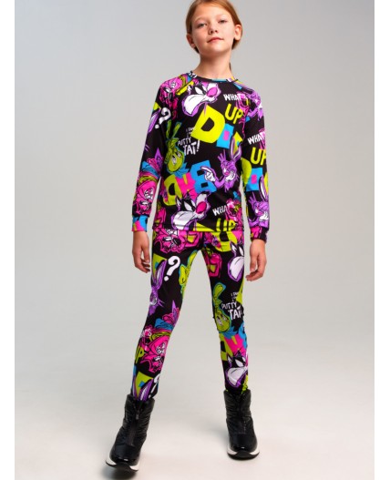 Термокомплект трикотажный для девочек: брюки, толстовка для эпизодического использования разноцветный