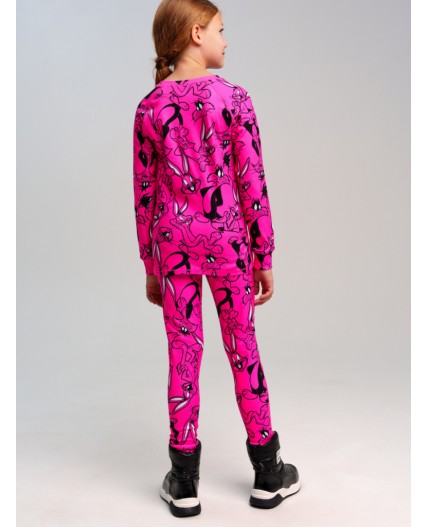 Термокомплект трикотажный для девочек: брюки, толстовка для эпизодического использования розовый,черный,белый