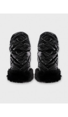 Варежки текстильные для девочек черный