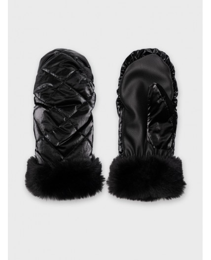 Варежки текстильные для девочек черный