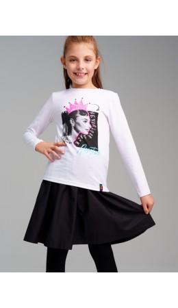 Фуфайка трикотажная для девочек (футболка с длинными рукавами) белый