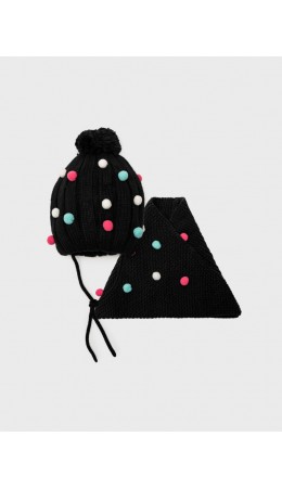 Комплект трикотажный для девочек: шапка, снуд разноцветный