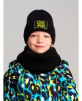 Комплект трикотажный для девочек: шапка, снуд черный