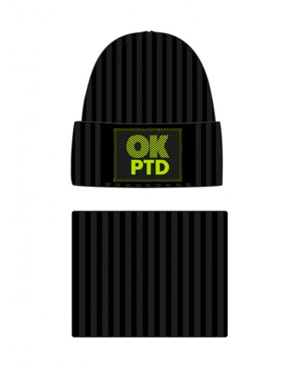 Комплект трикотажный для девочек: шапка, снуд черный