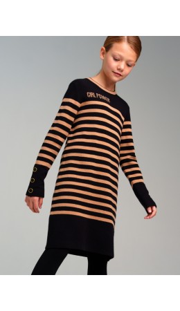 Платье трикотажное для девочек черный,коричневый