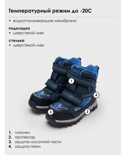 Ботинки для мальчиков тёмно-синий,голубой