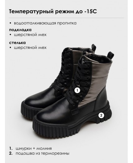 Ботинки для девочек серебряный,черный