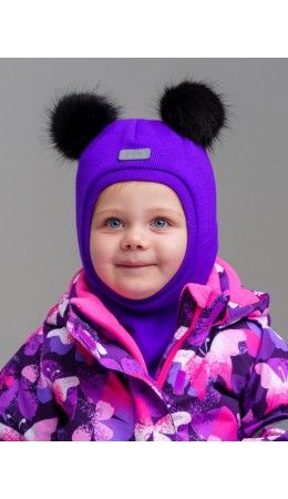 Шапка детская трикотажная для девочек лиловый