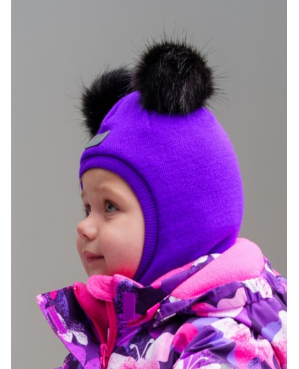 Шапка детская трикотажная для девочек лиловый
